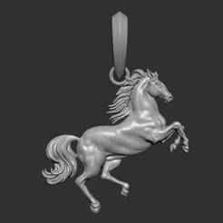 Horse Rearing Up Pendant 3D Model