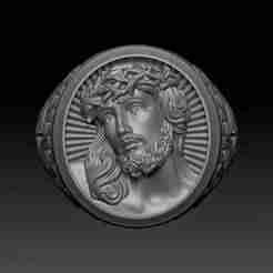Jesus Face Ring 3D print model
