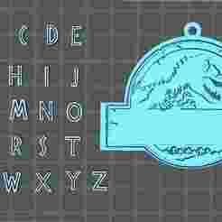Jurassic Park Keychain with Letters