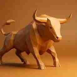 Low-Poly Bull – 3D Sculpture for Print & Decor