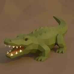 Low Poly Crocodile 3D Model – STL File for 3D Printing