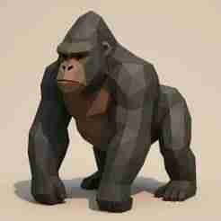 Low Poly Gorilla STL – Geometric 3D Model for Printing
