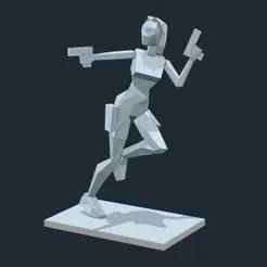 Low Poly Lara Croft STL - Classic Twin Guns