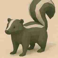 Low Poly Skunk STL – Polygon Animal Figurine for 3D Printing