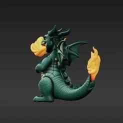 Majestic Fire Dragon Keychain - Dynamic Fantasy Creature 3D Print Model