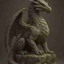 Majestic Stone Dragon Sculpture – 3D STL Model