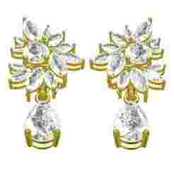 Marquise Diamond Flower Cluster Pear Drop Earring