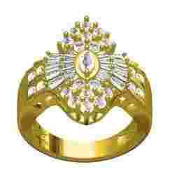 Marquise Shaped Round and Baguette Stone Cocktail Ring