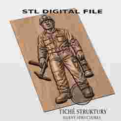 Miner – Industrial Bas Relief – 3D STL Model