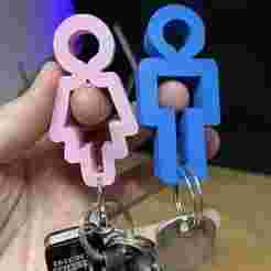 🔑 Minimalist key fob - woman & man in a modern design