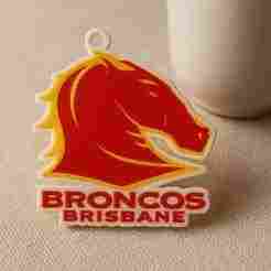 NRL Brisbane Broncos keychain badge color printable and renderable
