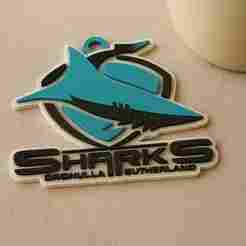 NRL Cronulla Sutherland Sharks keychain badge color printable and renderable