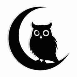 owl perched inside a crescent moon 2 - 2D/3D Wall Art STL+SVG For CNC Router, Plasma, Waterjet, Laser & 3D Printer