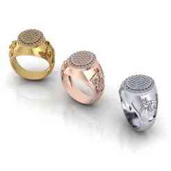 pave setting signet  jewelry ring
