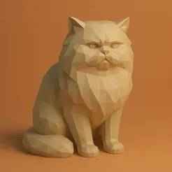 Persian Cat Low Poly 3D Model