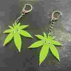 Pissed Off & Paranoid Pot Leaf Keychains