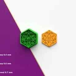 Polymer Clay Cutter D20 Dice *5 Size *3 Cut Version | Mistic Cutter | STL file for 3D printing