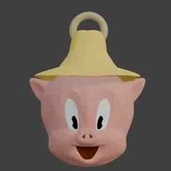 Porky Pig Head Keychain - Looney Tunes Classic Character - Looney Tunes - Ready to Print