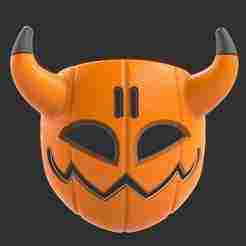 Pumpkin Mask with Horns - Halloween Edition