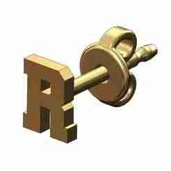 R letter varsity font stud earring 3d print model