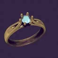 Ring with a stone for casting in gold and silver.