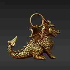 Robust Fantasy Dragon Charm 3D Print - Golden Treasure Guardian Printable Model for Gifts