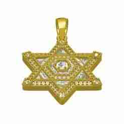 Round and Baguette Diamond Star Pendant