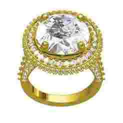 Round Cut Diamond Halo Cathedral Style Engagement Ring