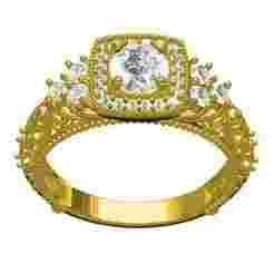 Round Diamond Cushion Halo Art Deco Engagement Ring