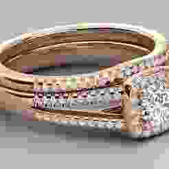 Round Solitaire Engagement Ring with Diamond Band and Halo 3D Model No.2