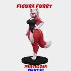 SCULPTURE FURRY GIRL MUSCLED 3D