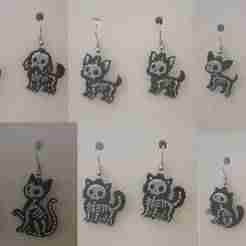 Skeleton Cats and Dog Breed Bundle Earrings & Keychain | No AMS Needed | Halloween Cute Creepy 3D Print STL