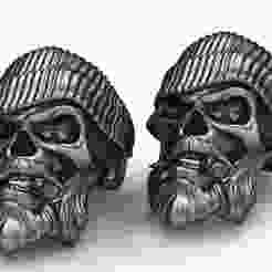 Skull Beanie 3D Printable Ring STL – Pirate Beard Skull Jewelry for Men – Gothic Punk Biker Ring Digital Download