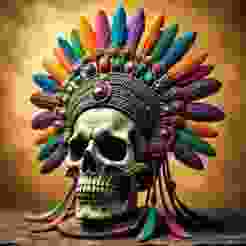 skull skull with plume of feathers