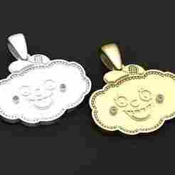 Smiling Cloud Cartoon Pendant  3D PRINTABLE MODEL