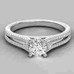 Solitaire round diamond engagement ring 3D Model