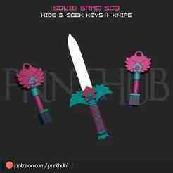 Squid Game Season 3 – Hide & Seek Knife & Key Necklace Combo | Cosplay STL Bundle