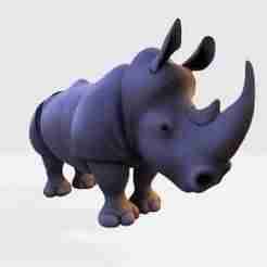 Stylized Rhino 3D Model – Rig-Ready for Animation, 3D Printing & Game Design