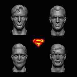 Superman Pack – Christopher Reeve, Henry Cavill, David Corenswet & Tyler Hoechlin – 3D Printable Busts STL & OBJ