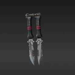 Tactical Dual Knife Keychain Replica - Miniature Daggers 3D Printing Model