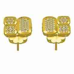 Three Square Diamond Plate Stud Earring