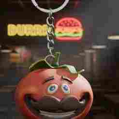 Tomato Head Mustache Keychain - Gourmet Gentleman Style - Fortnite - Ready to Print