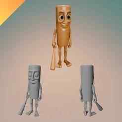Tung Tung Tung Tung Tung Sahur Italian Brainrot 3D Model STL Cartoon Character with Big Eyes and Bat for 3D Printing