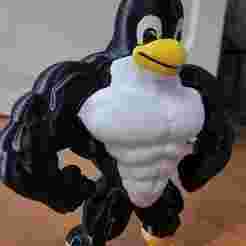 Tux the Muscle penguin- Muscle Tux penguin - linux
