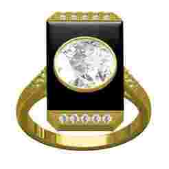 Unique Black Onyx Stone Art Deco Ring 2