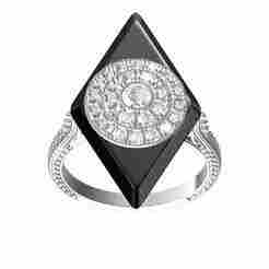 Unique Black Onyx Stone Art Deco Ring