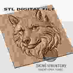 Wolf Head – Detailed Relief – 3D STL Model