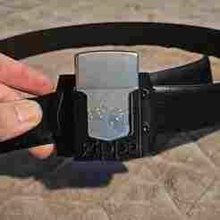 Zippo belt buckle on coffin