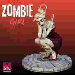 Zombie Girl STL – Horror Stylized Sculpture