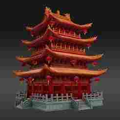 Ancient Chinese Pagoda 3D Model | Multi-Tier Imperial Tower | Printable STL